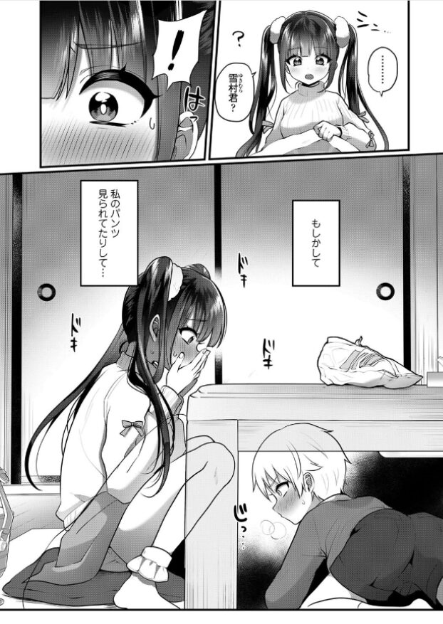 コタツの中にいるショタにパンツ見られる口リwおとなごっこでエッチしちゃう話【エロ漫画】