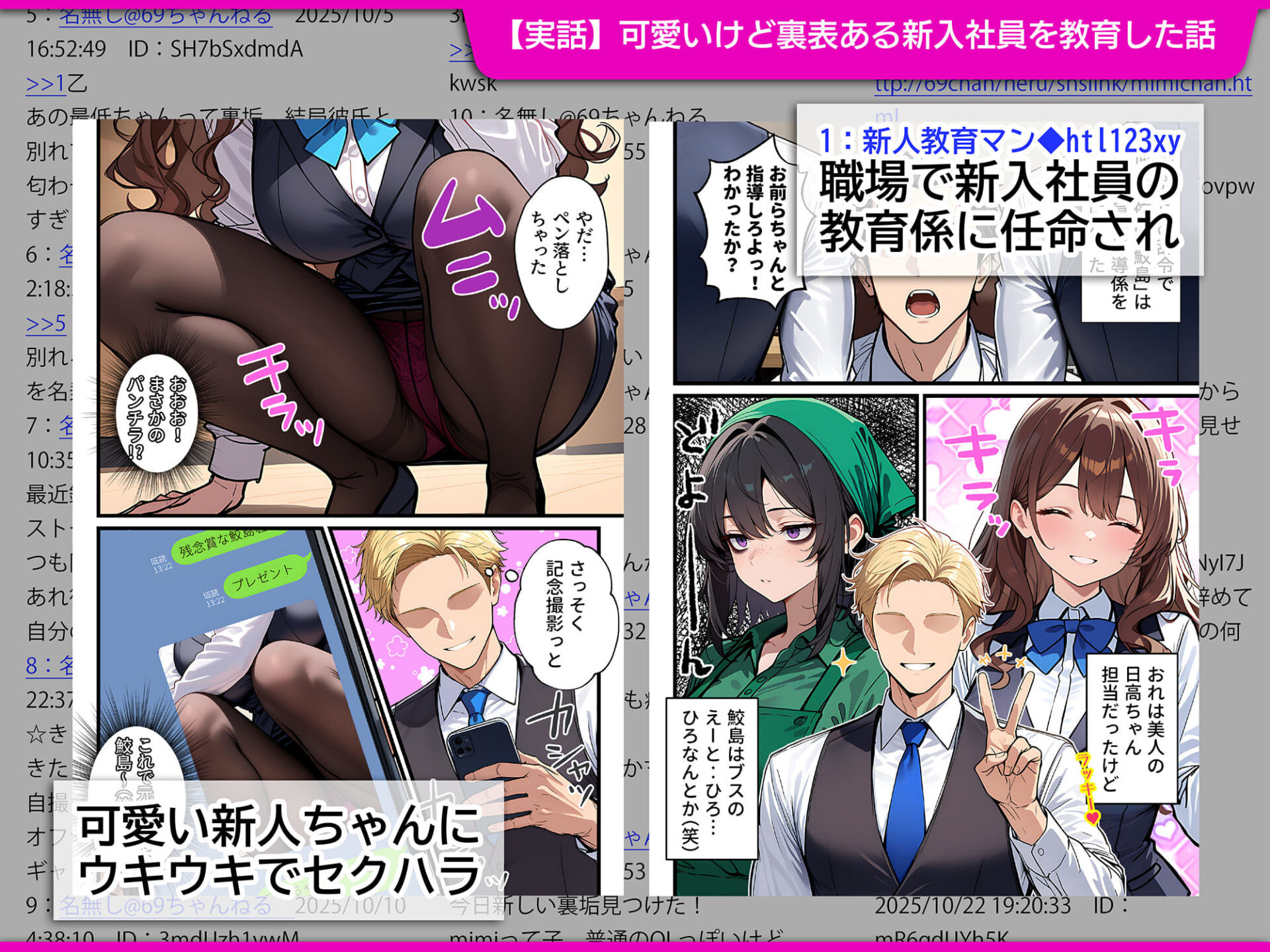 【エロ漫画】地味でブスだと思ってた新人清掃員の裏垢特定 粘着SEXで彼氏と別れさせた物語 裏ルート（69ちゃんねる）【d_707615】 | 抜ける無料エロ漫画