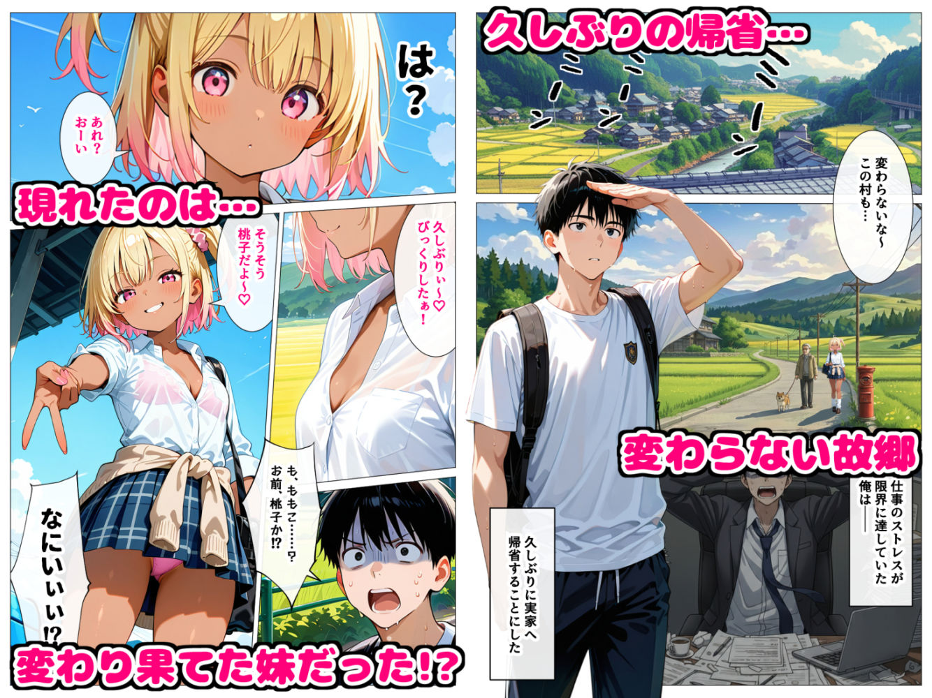 【エロ漫画】久々に帰省したら清楚だった妹が淫乱ギャル化してて…禁断の兄妹中出しセックスで絶頂する話（デリカリカ）【d_708771】 | 抜ける無料エロ漫画