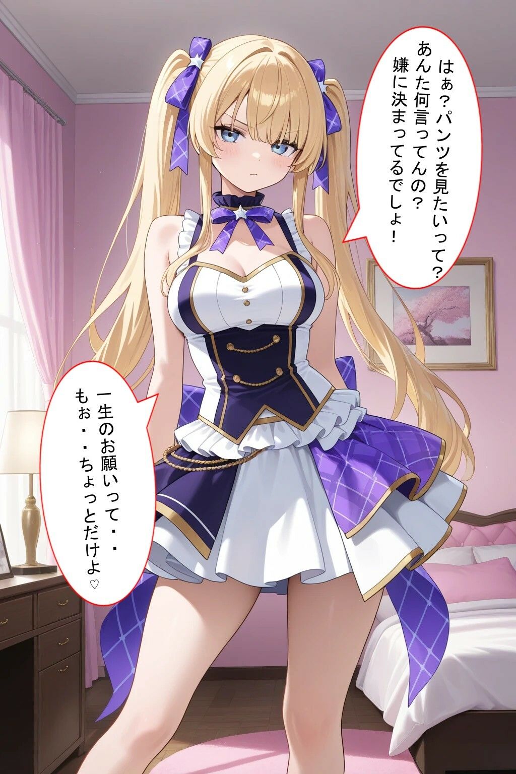 【エロ漫画】パンツ見せてと頼んだら恥じらいながらも見せてくれた！そしたらぶっかけないと失礼だよね！＊軽蔑ジト目頂きました〜（着衣（下着＆コスプレ）有りは大正義）【d_713052】 | 抜ける無料エロ漫画