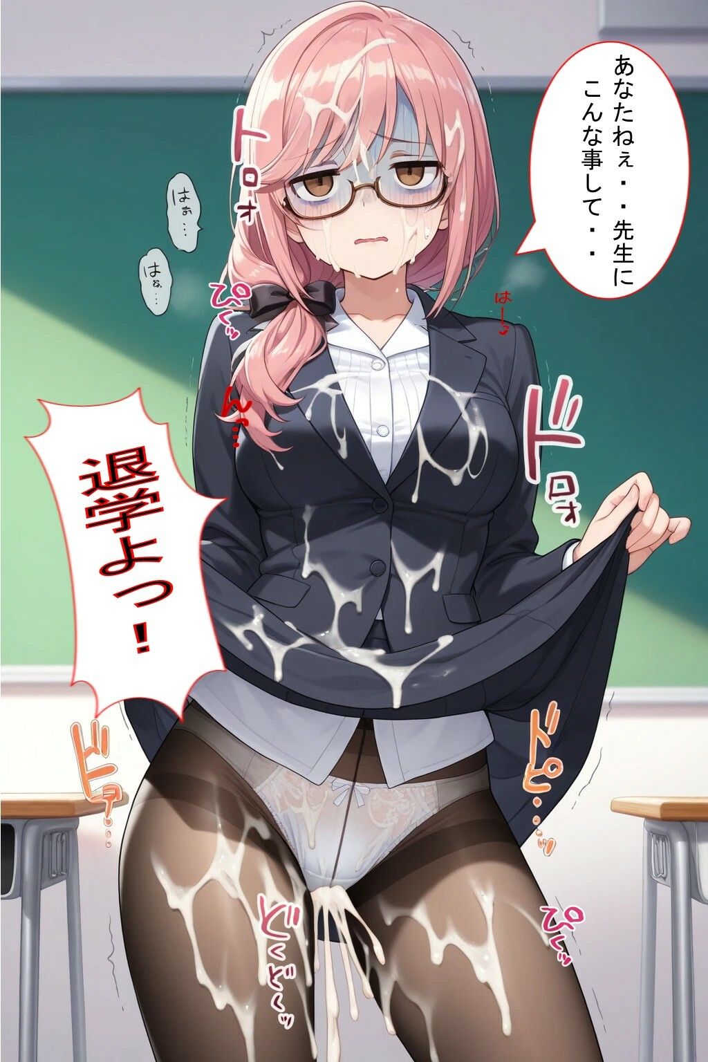 【エロ漫画】パンツ見せてと頼んだら恥じらいながらも見せてくれた！そしたらぶっかけないと失礼だよね！＊軽蔑ジト目頂きました〜（着衣（下着＆コスプレ）有りは大正義）【d_713052】 | 抜ける無料エロ漫画