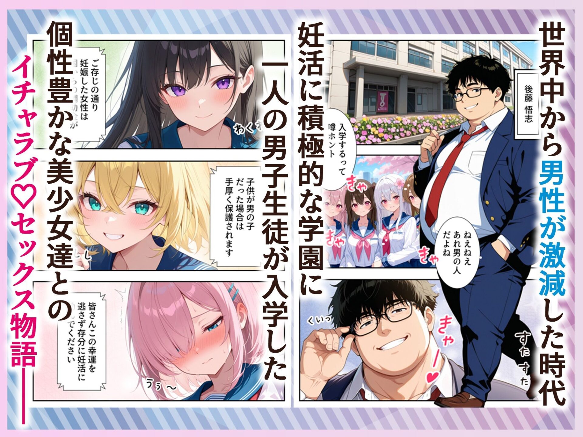 【エロ漫画】妊活ハーレム学園 〜男子が俺だけの学校！デブスでもチンモテする世界〜（だぶるクリっく）【d_714400】 | 抜ける無料エロ漫画