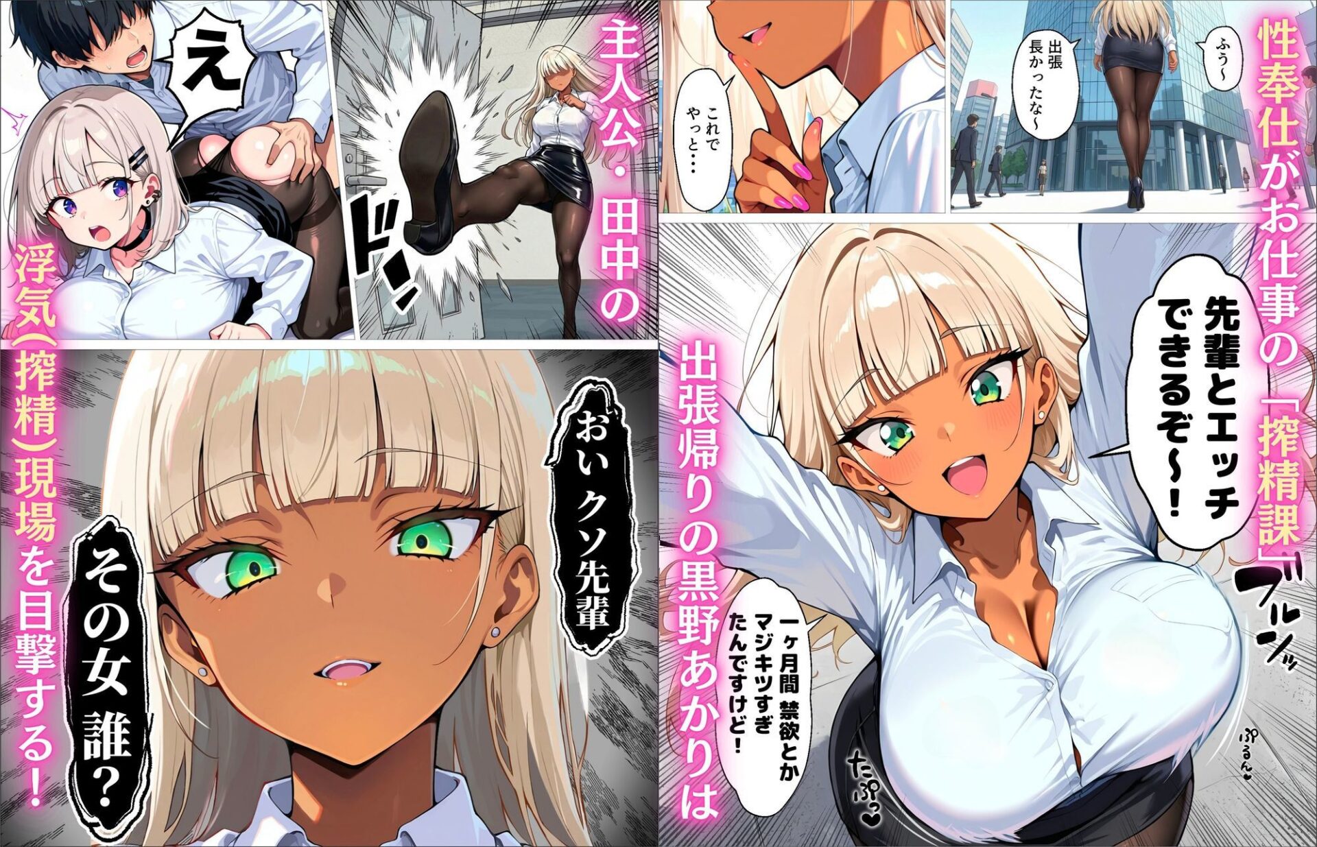 【エロ漫画】新卒の黒ギャルとダウナーギャルが「2人で」搾精してくれる話（okita）【d_719384】 | 抜ける無料エロ漫画