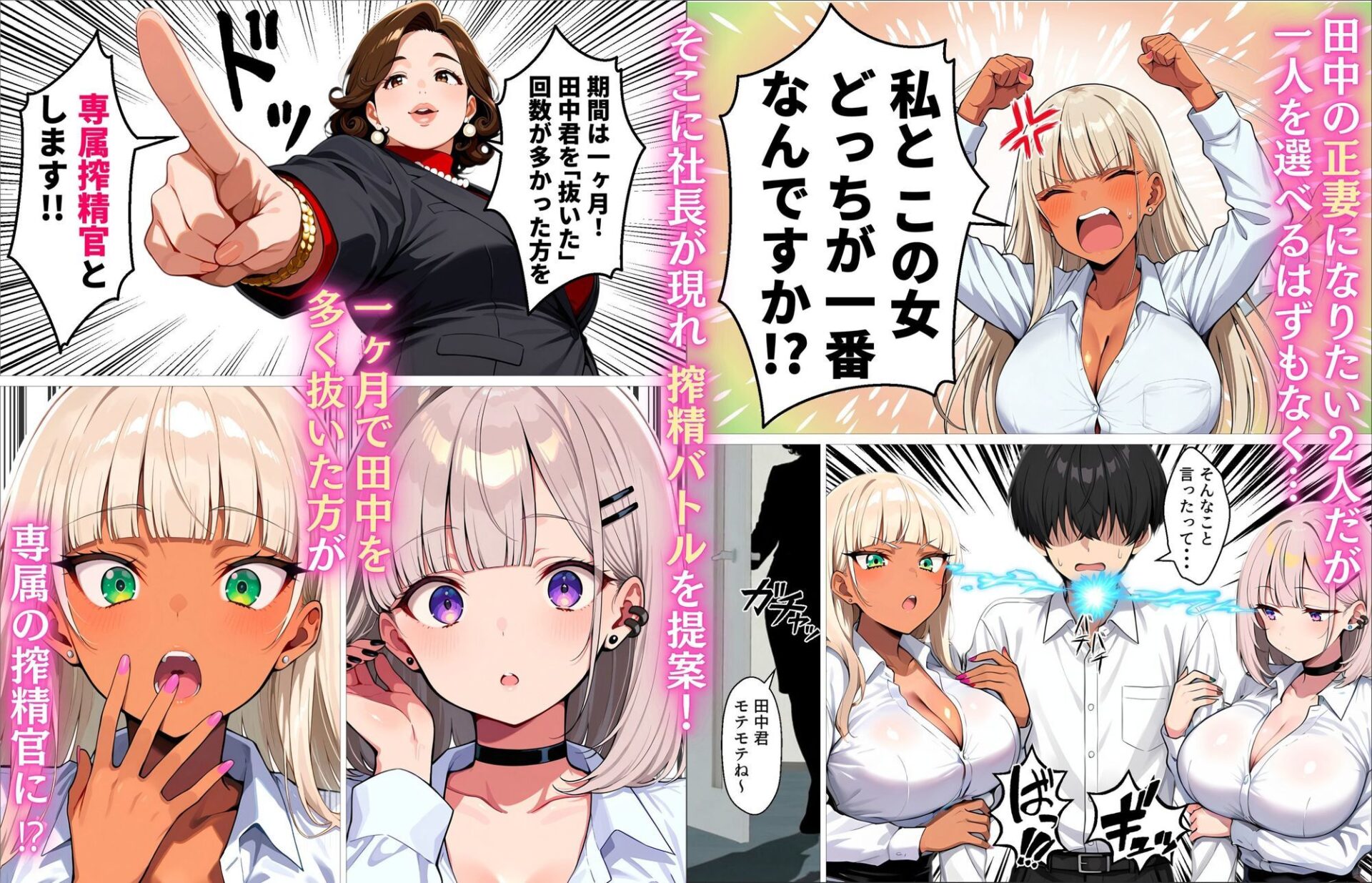 【エロ漫画】新卒の黒ギャルとダウナーギャルが「2人で」搾精してくれる話（okita）【d_719384】 | 抜ける無料エロ漫画