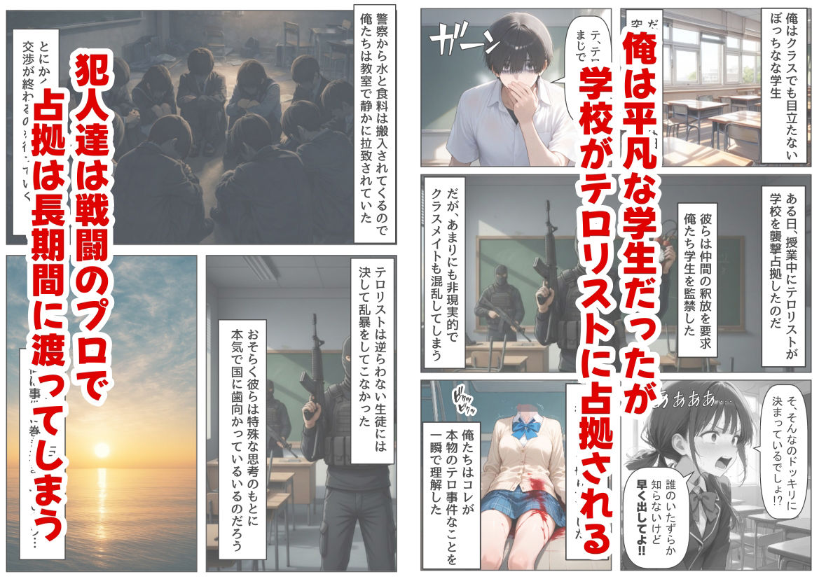 【エロ漫画】学校占拠したテロリストに、俺は片思い女子と、無理やりセックスさせられる（【制服＆アニメ】大好き商店（byハマダ殿下））【d_724567】 | 抜ける無料エロ漫画