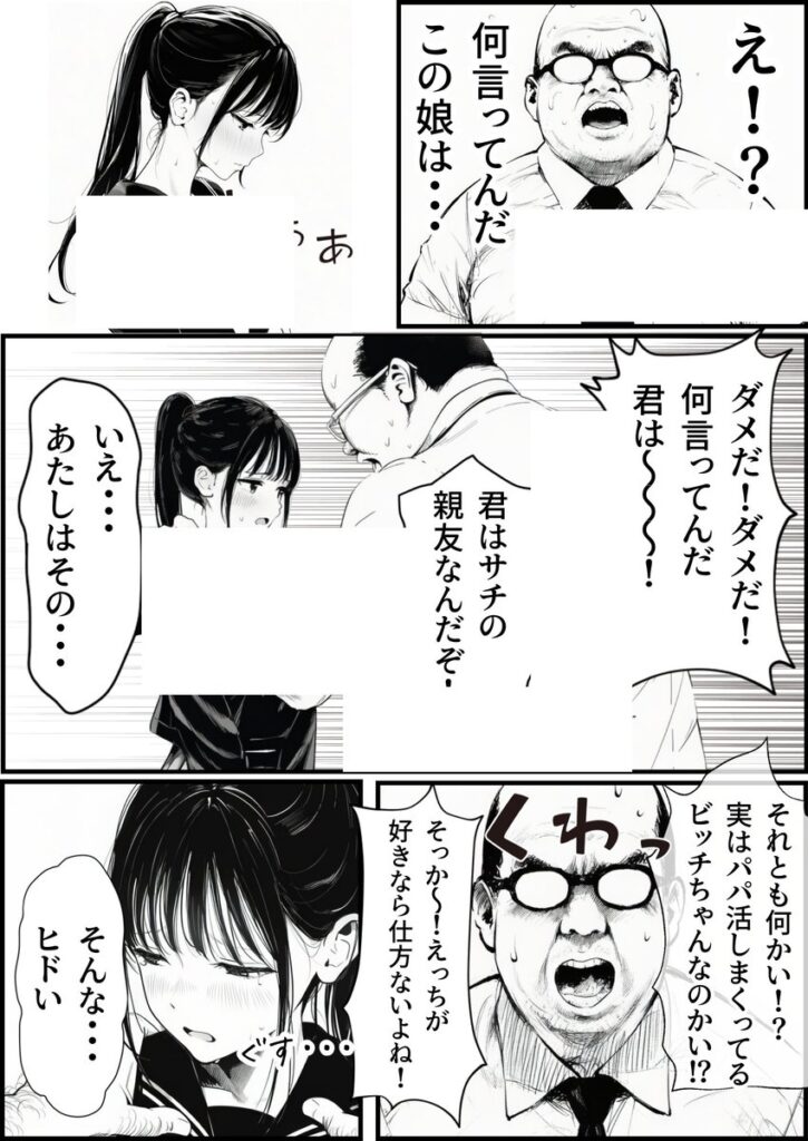 【エロ漫画】セックスしないと出られない部屋に親友のパパと閉じ込められたんですけど〜！？（竿役が種付けおじさんじゃないとヌケないんだが・・・）【d_708189】 | 抜ける無料エロ漫画