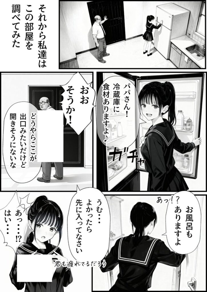 【エロ漫画】セックスしないと出られない部屋に親友のパパと閉じ込められたんですけど〜！？（竿役が種付けおじさんじゃないとヌケないんだが・・・）【d_708189】 | 抜ける無料エロ漫画