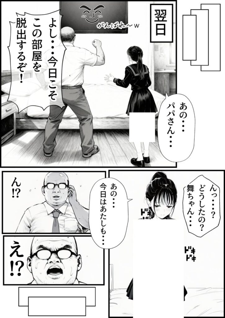 【エロ漫画】セックスしないと出られない部屋に親友のパパと閉じ込められたんですけど〜！？（竿役が種付けおじさんじゃないとヌケないんだが・・・）【d_708189】 | 抜ける無料エロ漫画